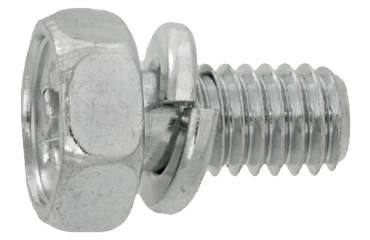 ステンレス(+)六角アプセット頭セムス小ねじ P＝2 (薄板用)(バネ座組込)